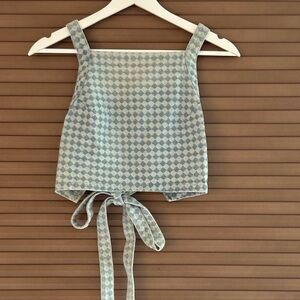Storia Jean Backless Checkered Crop Top